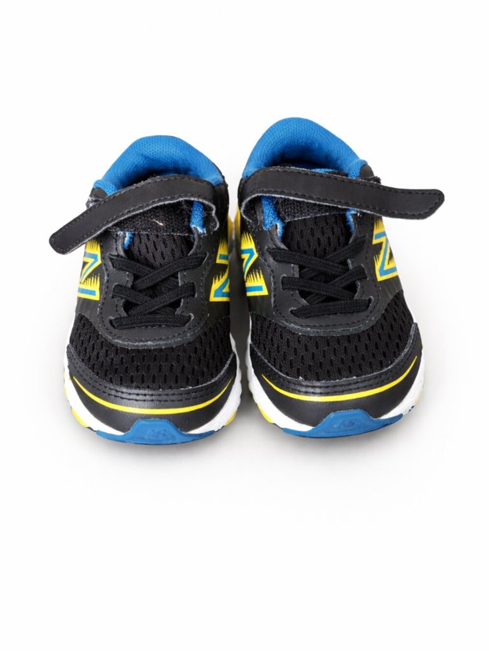 New Balance Toddler Sneakers 4C | Black Blue Velcro Running Shoes Kids Athletic